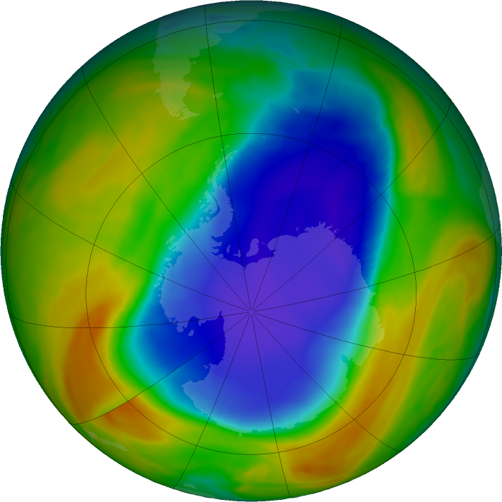 Antarctic ozone map for 17 October 2017